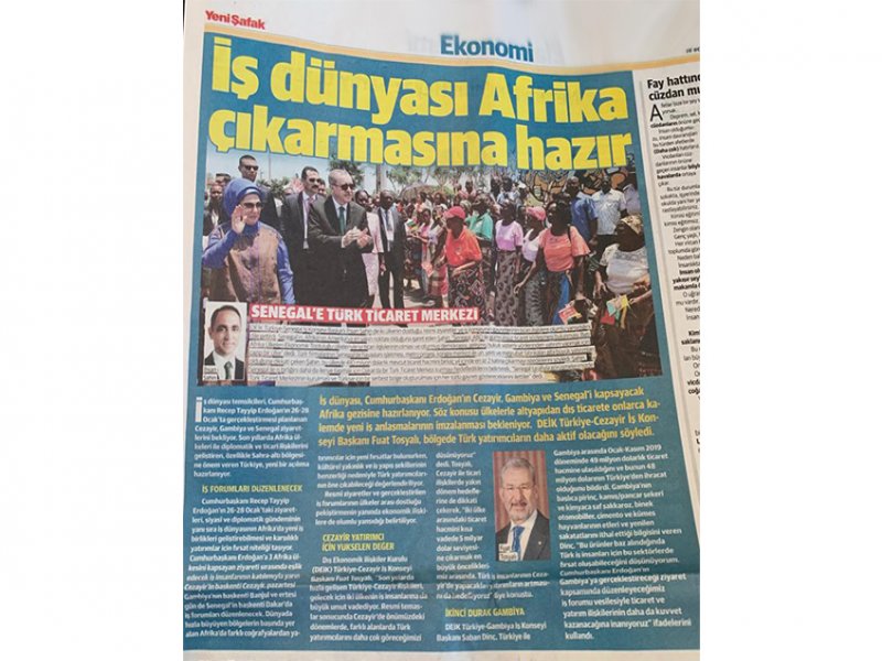DEİK Senegal İş Konseyi Başkanı Dr.İhsan ŞAHİN Yeni Şafak Gazetesine Konuştu